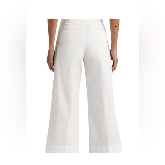 Lauren Ralph Lauren Belted Wide Leg Cropped High Waist Pants Flat Front Size 10 - Picture 4 of 7